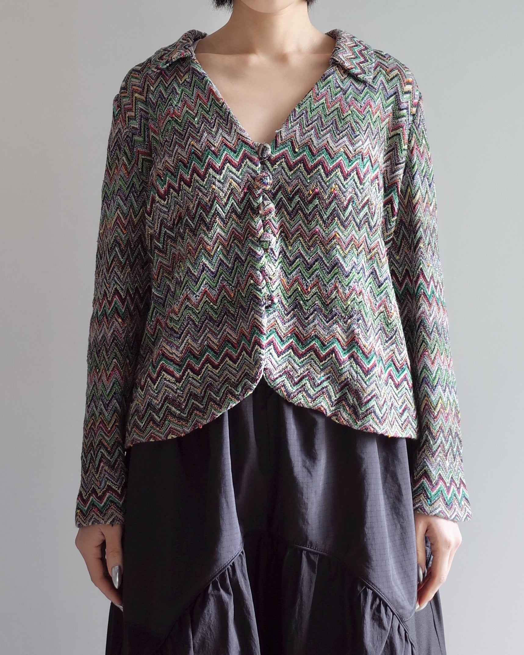 Used / CHEVRON KNIT JACKET