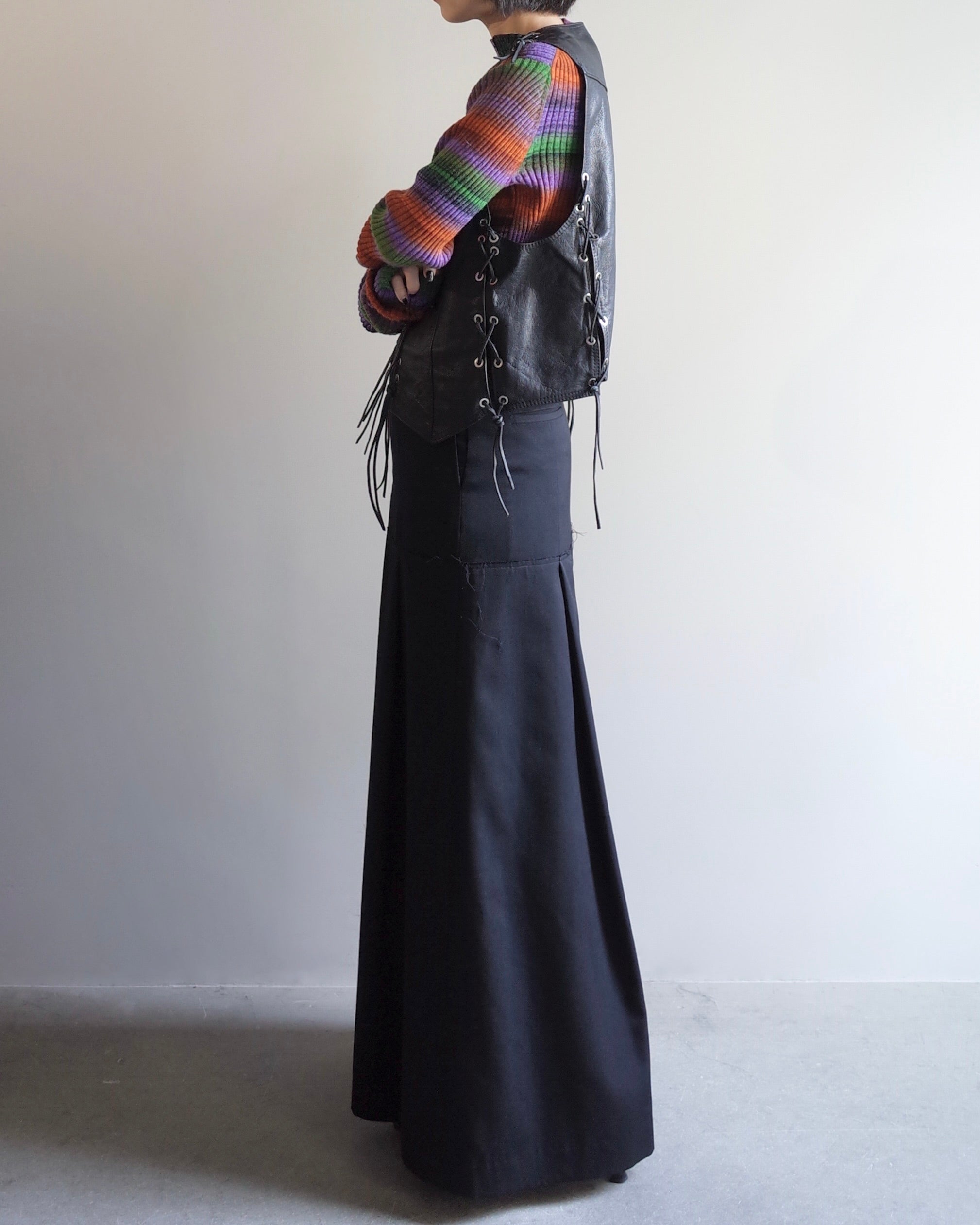 Used / RACE UP LEATHER VEST