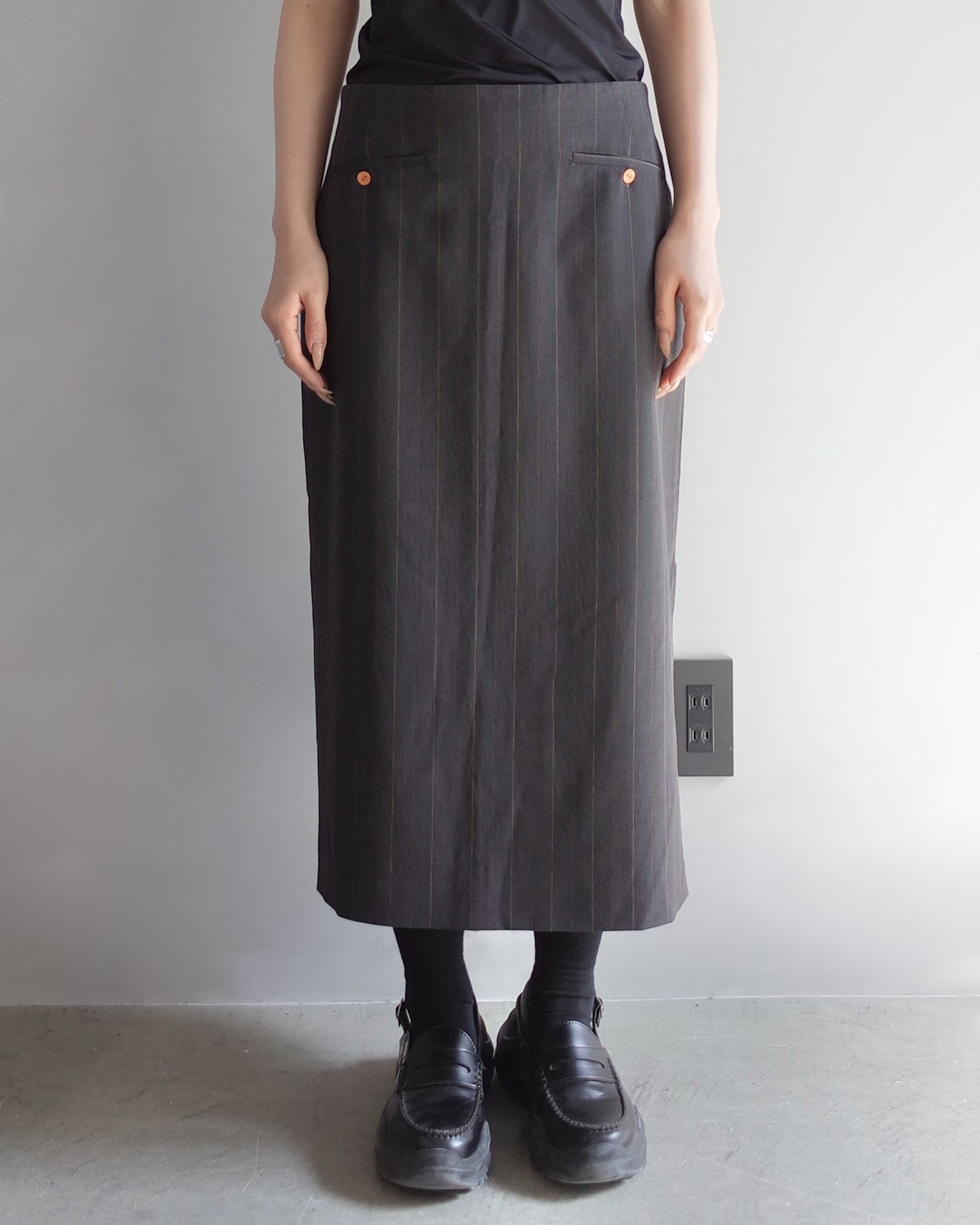 Used / STRIPED STRAIGHT SKIRT