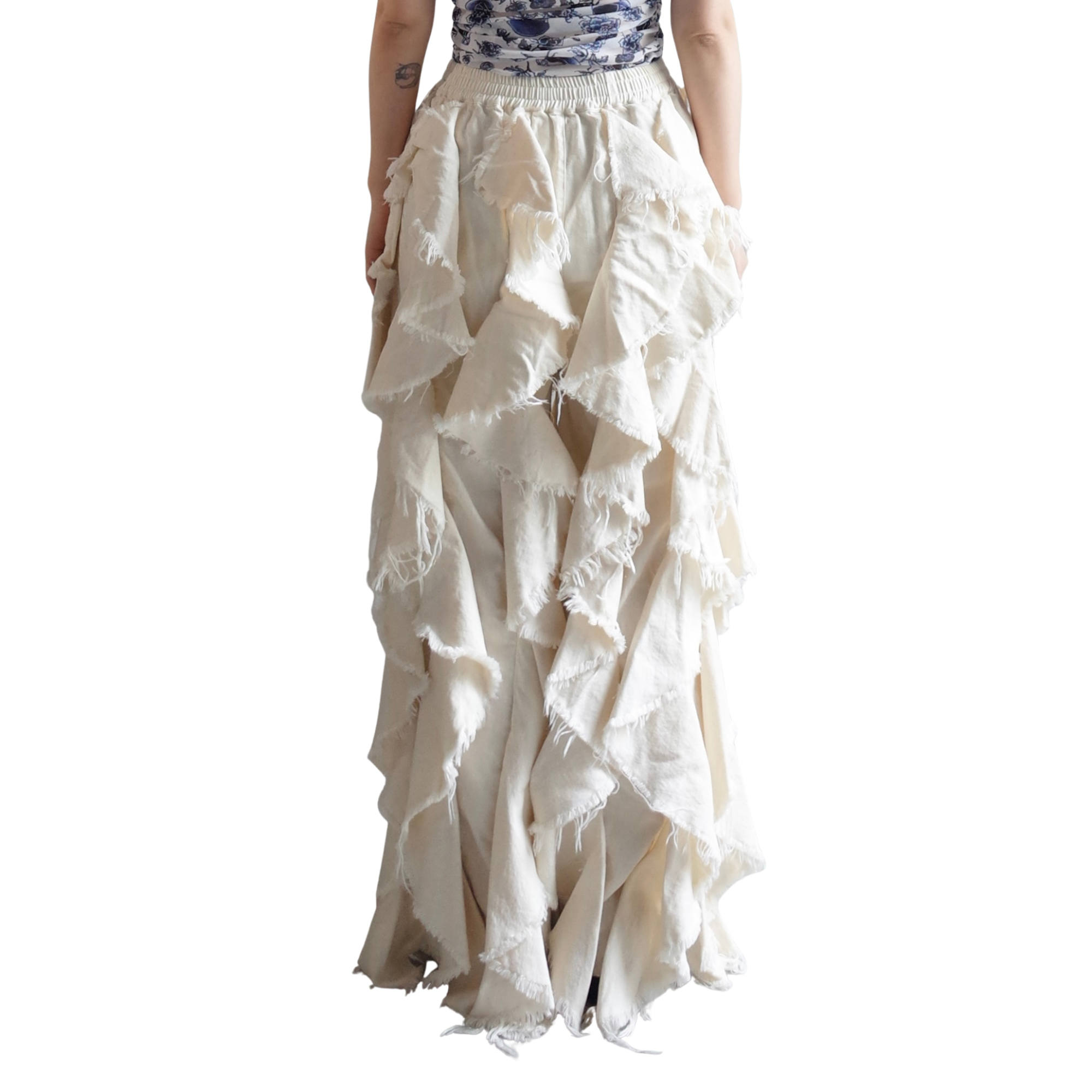 LIGHT OZ RUFFLE DENIM PANTS