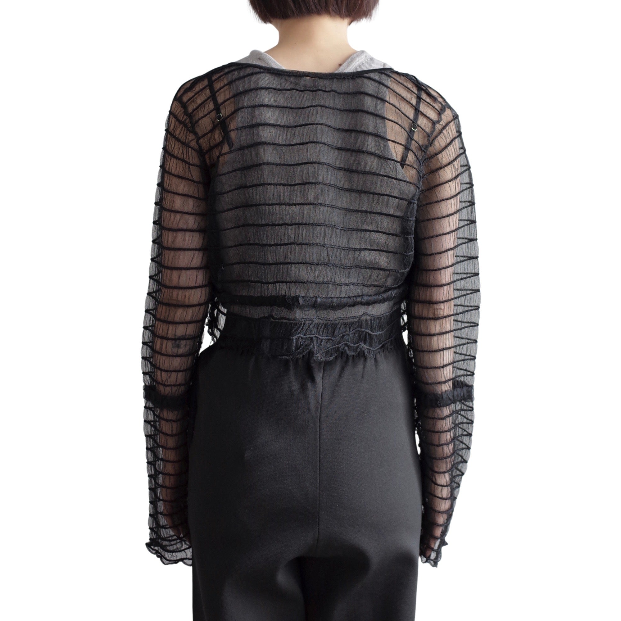 SHEER WAVING BOARDER CARDIGAN