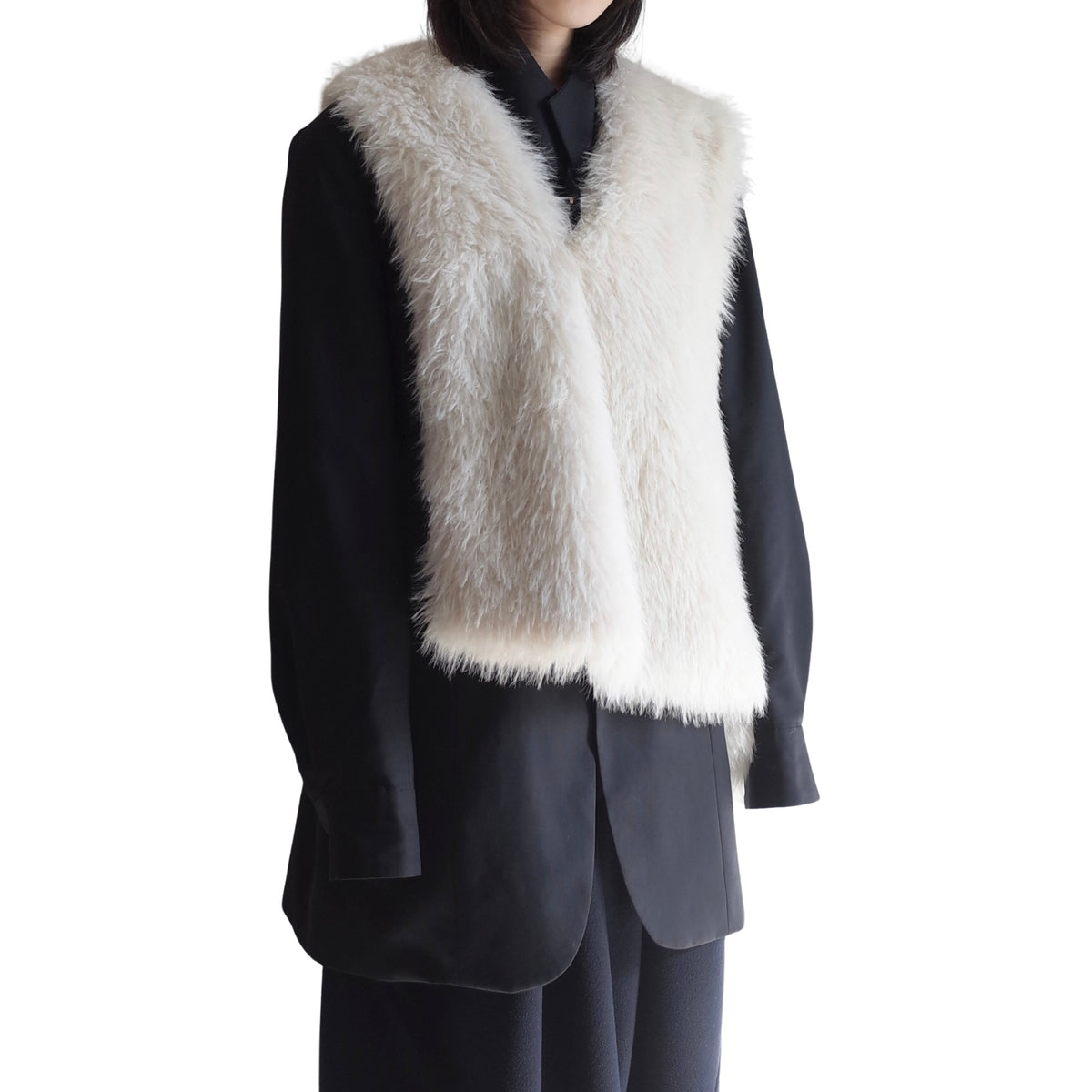 ASYMMETRICAL FAUX FUR VEST