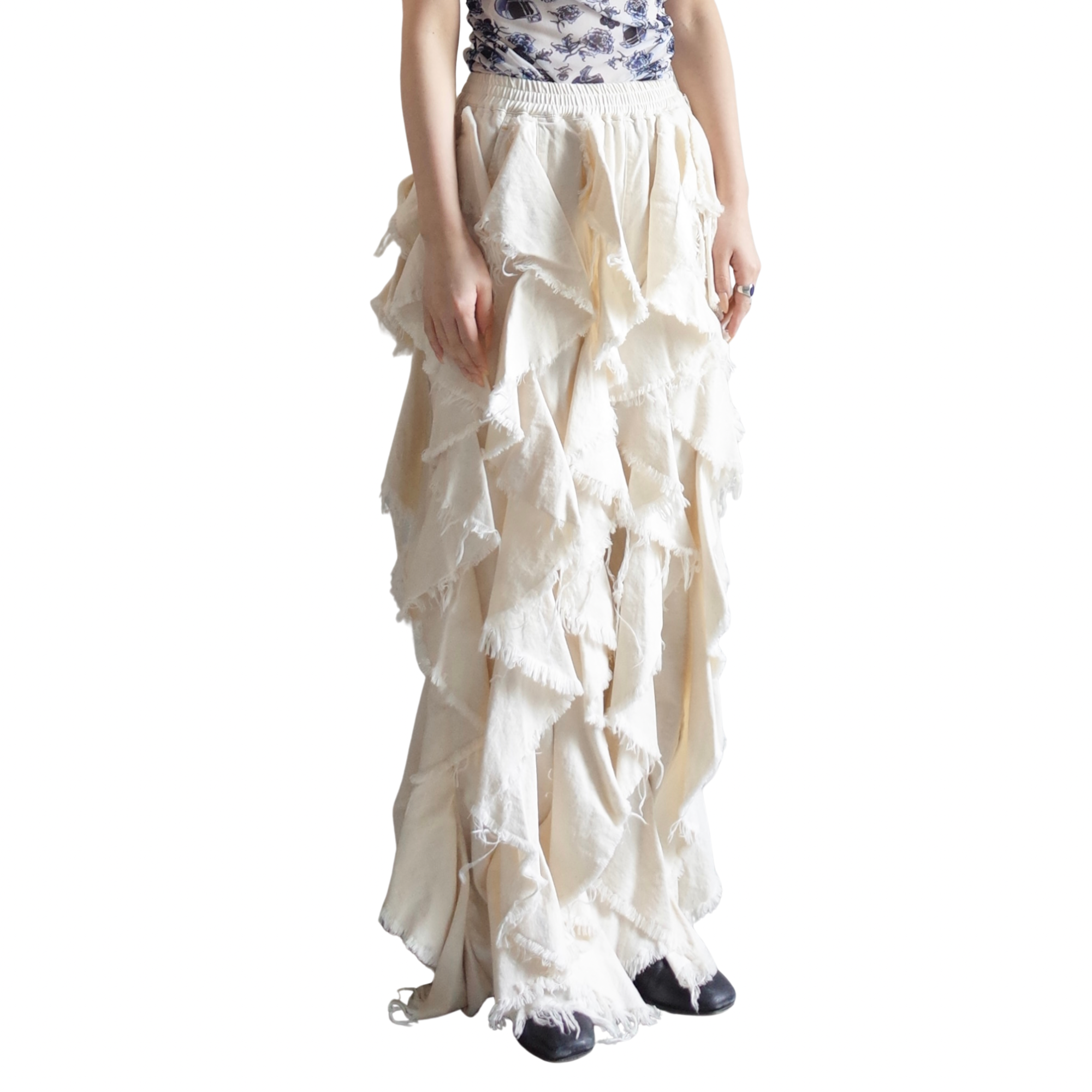LIGHT OZ RUFFLE DENIM PANTS
