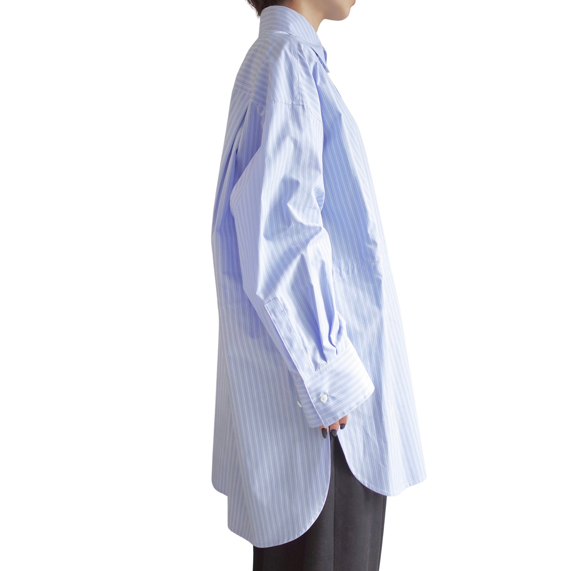 OVERSIZED DRAWSTRINGS STRIPED SHIRT