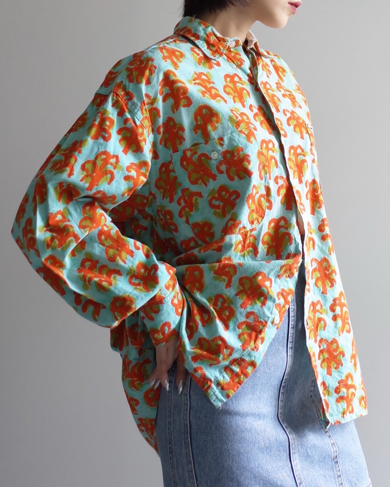 Used / BLOCK PRINT MENS SHIRT