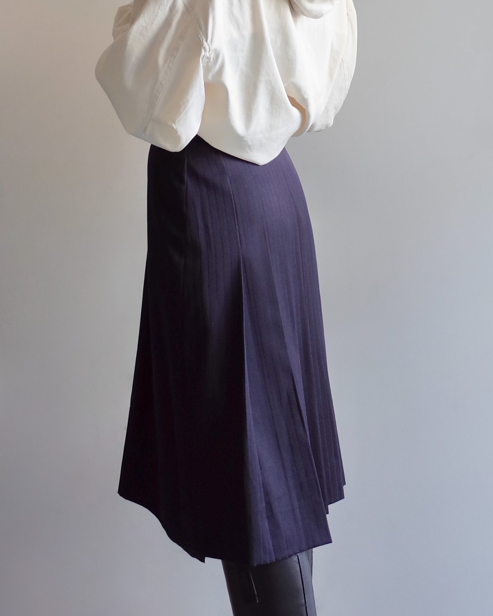 Used / BACK PLEATS MIDI SKIRT