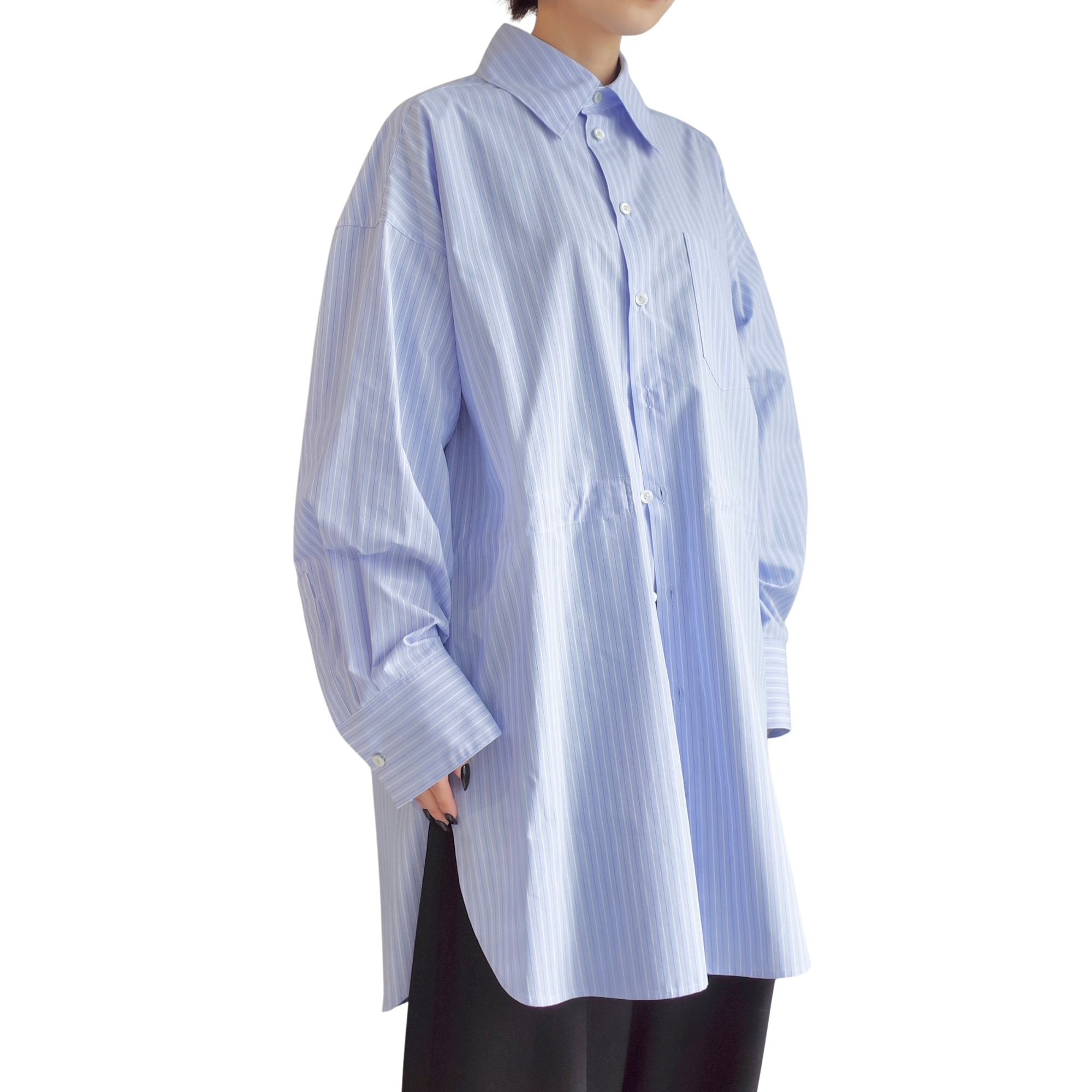 OVERSIZED DRAWSTRINGS STRIPED SHIRT