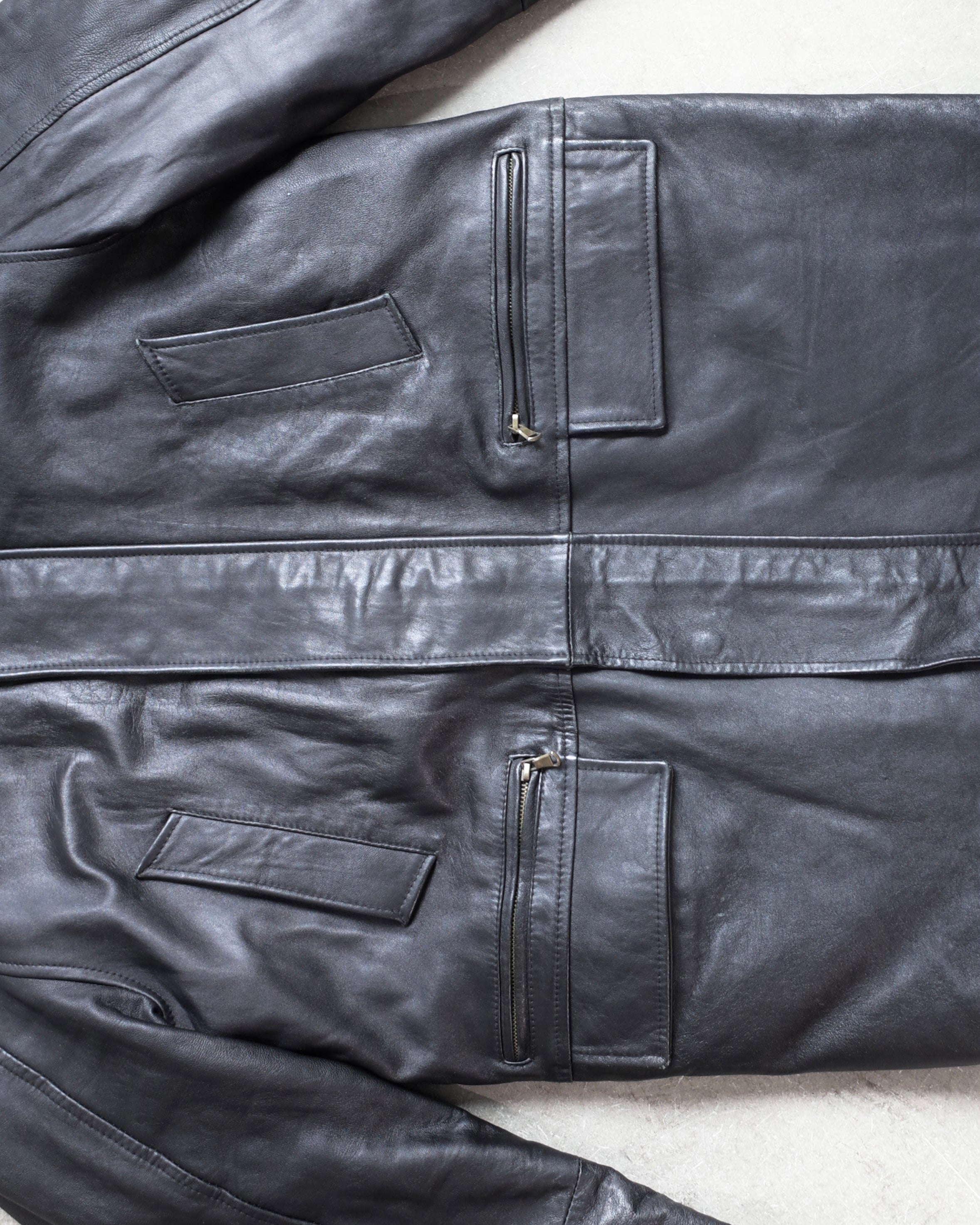 Used / HOODIED LEATHER JACKET