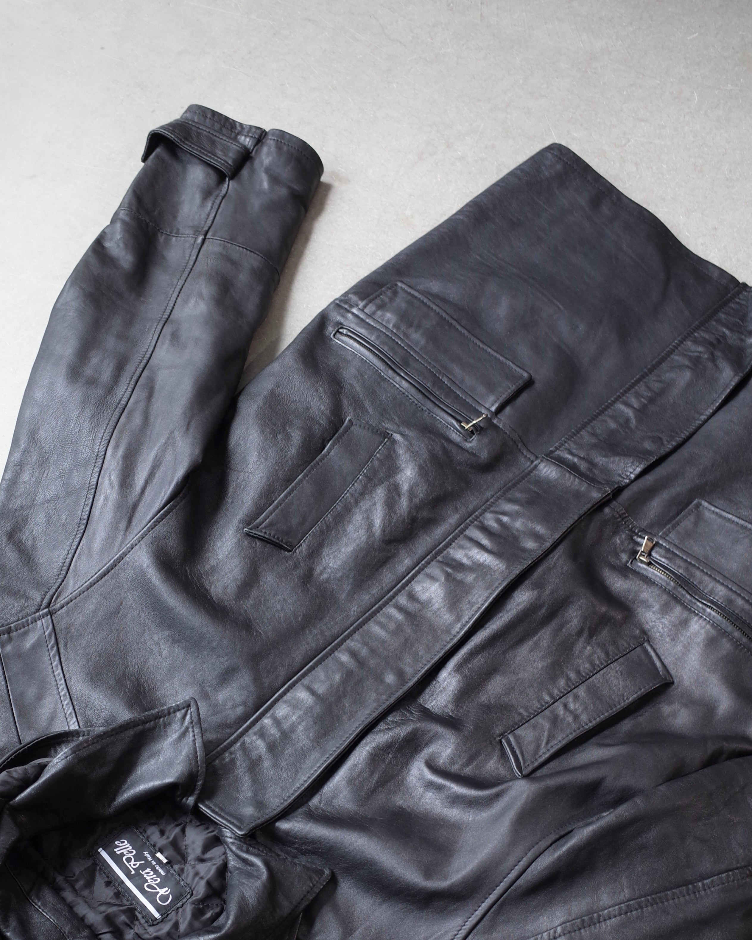 Used / HOODIED LEATHER JACKET