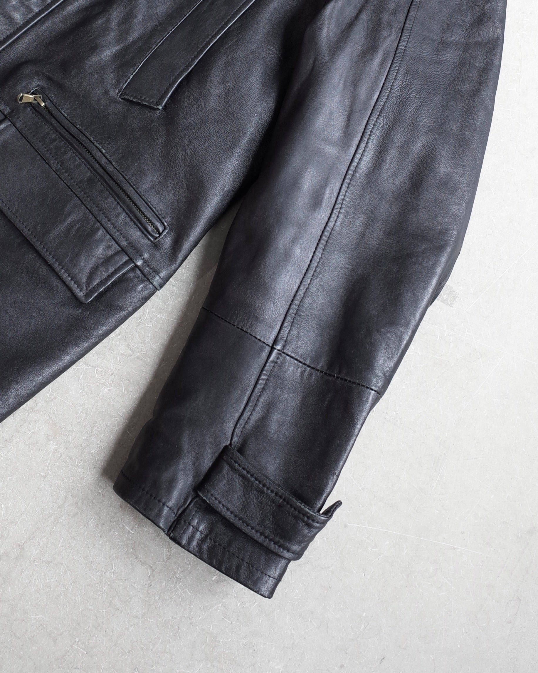 Used / HOODIED LEATHER JACKET