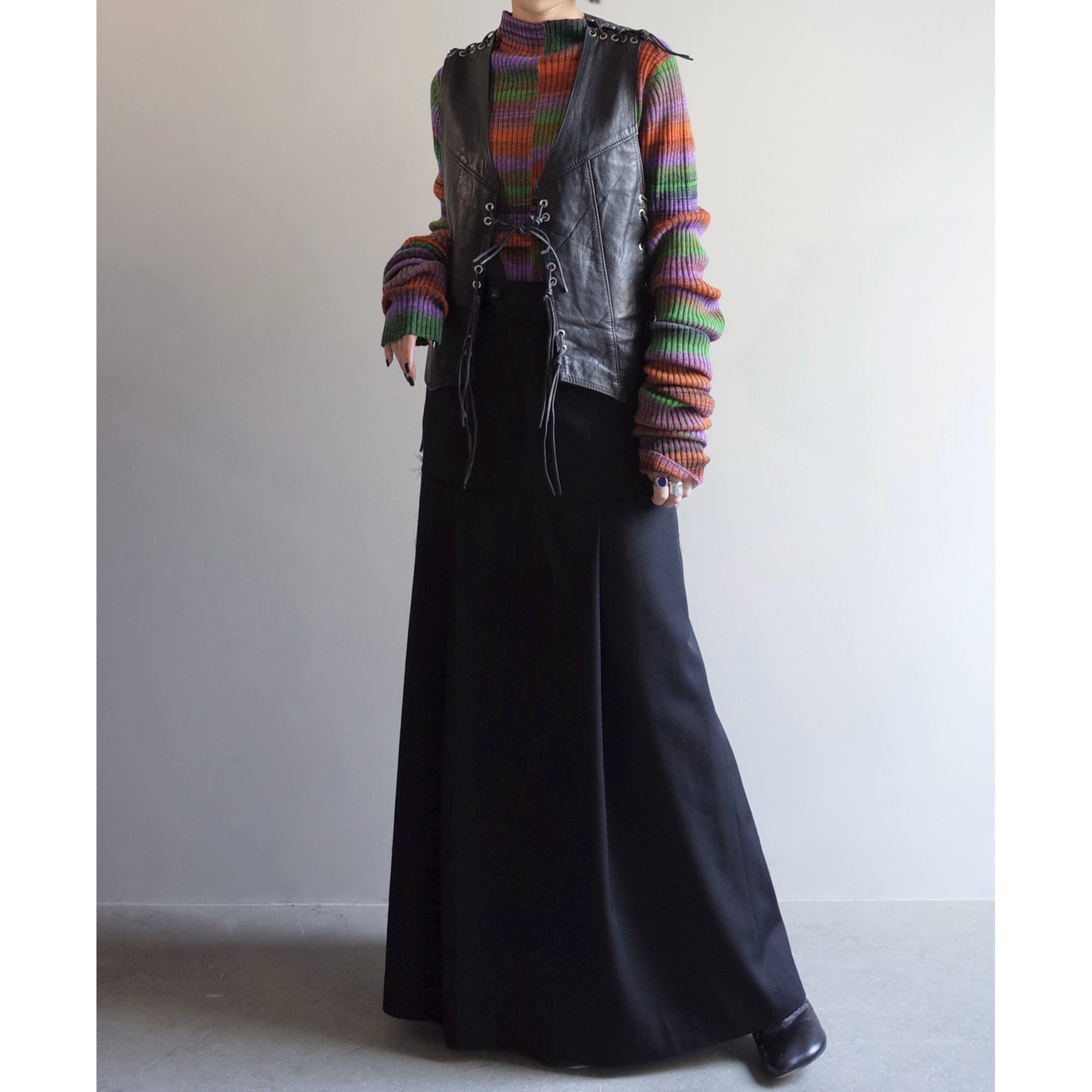 Used / RACE UP LEATHER VEST