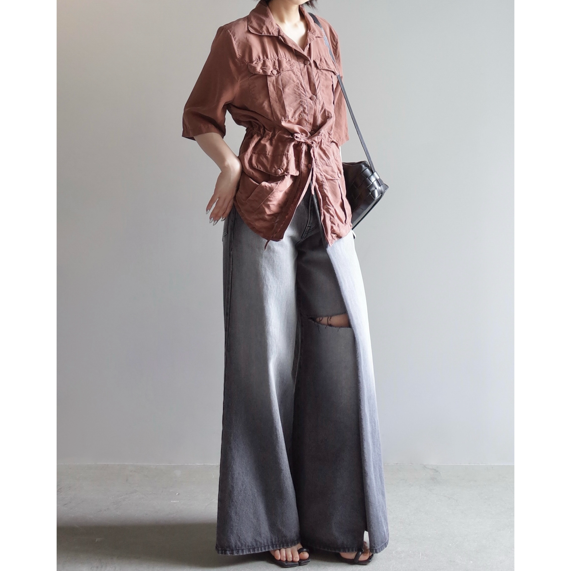 Used / HALF SLEEVE SILK JACKET