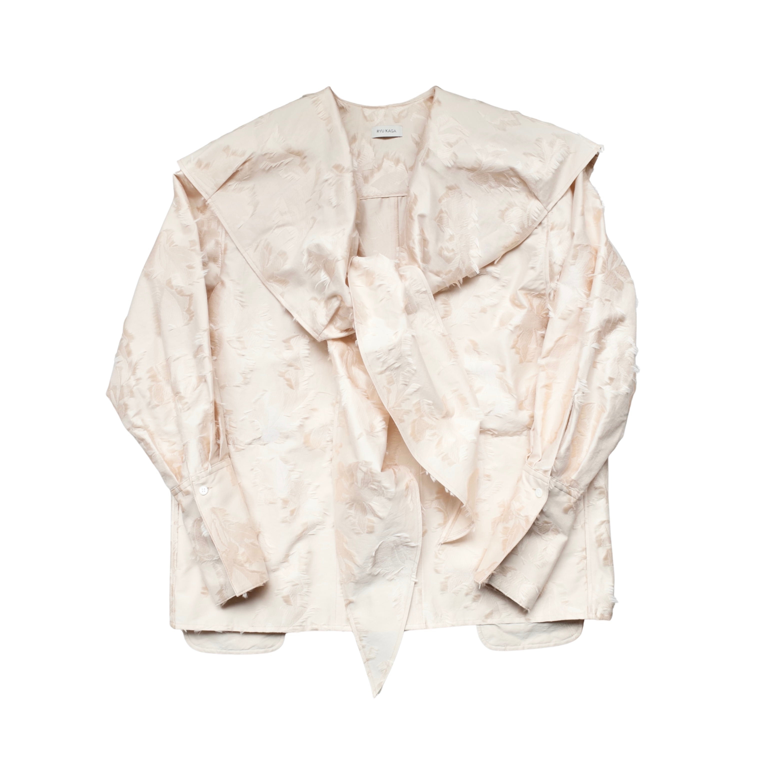 JACQUARD LEAF COLLAR BLOUSE