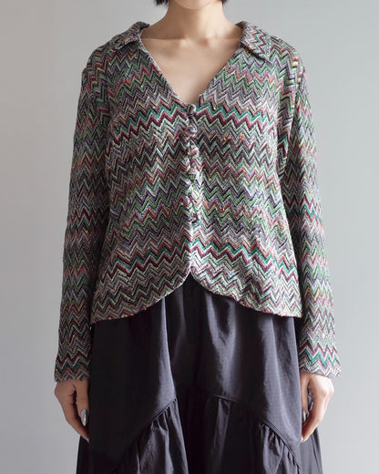 Used / CHEVRON KNIT JACKET