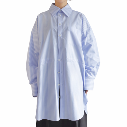 OVERSIZED DRAWSTRINGS STRIPED SHIRT