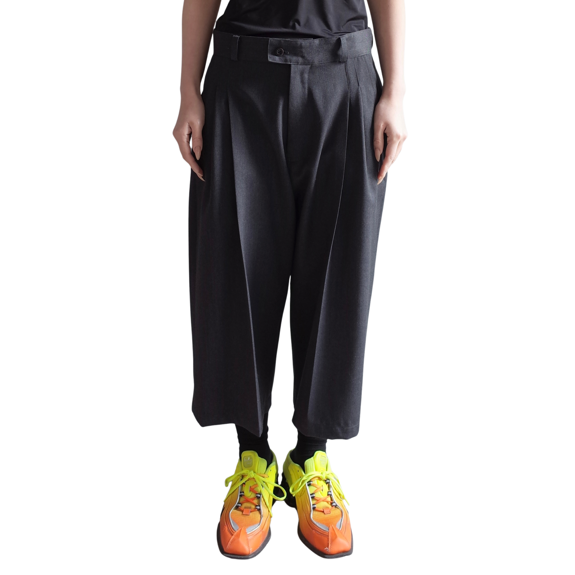 THREE QUARTER WOOL 2TUCK TROUSERS