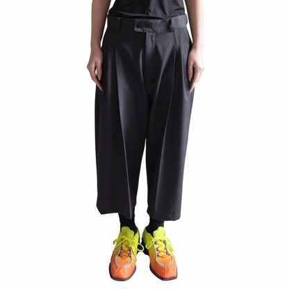 THREE QUARTER WOOL 2TUCK TROUSERS