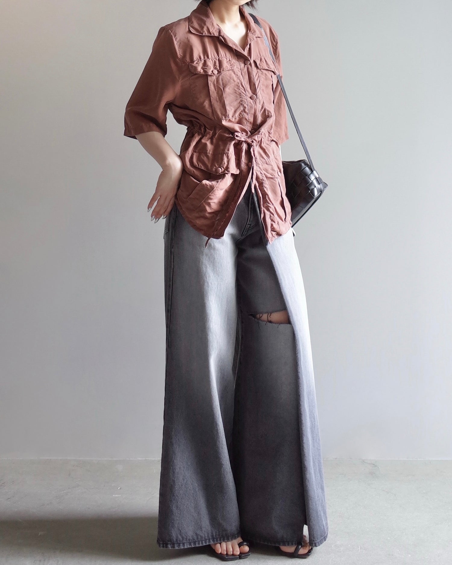 Used / HALF SLEEVE SILK JACKET