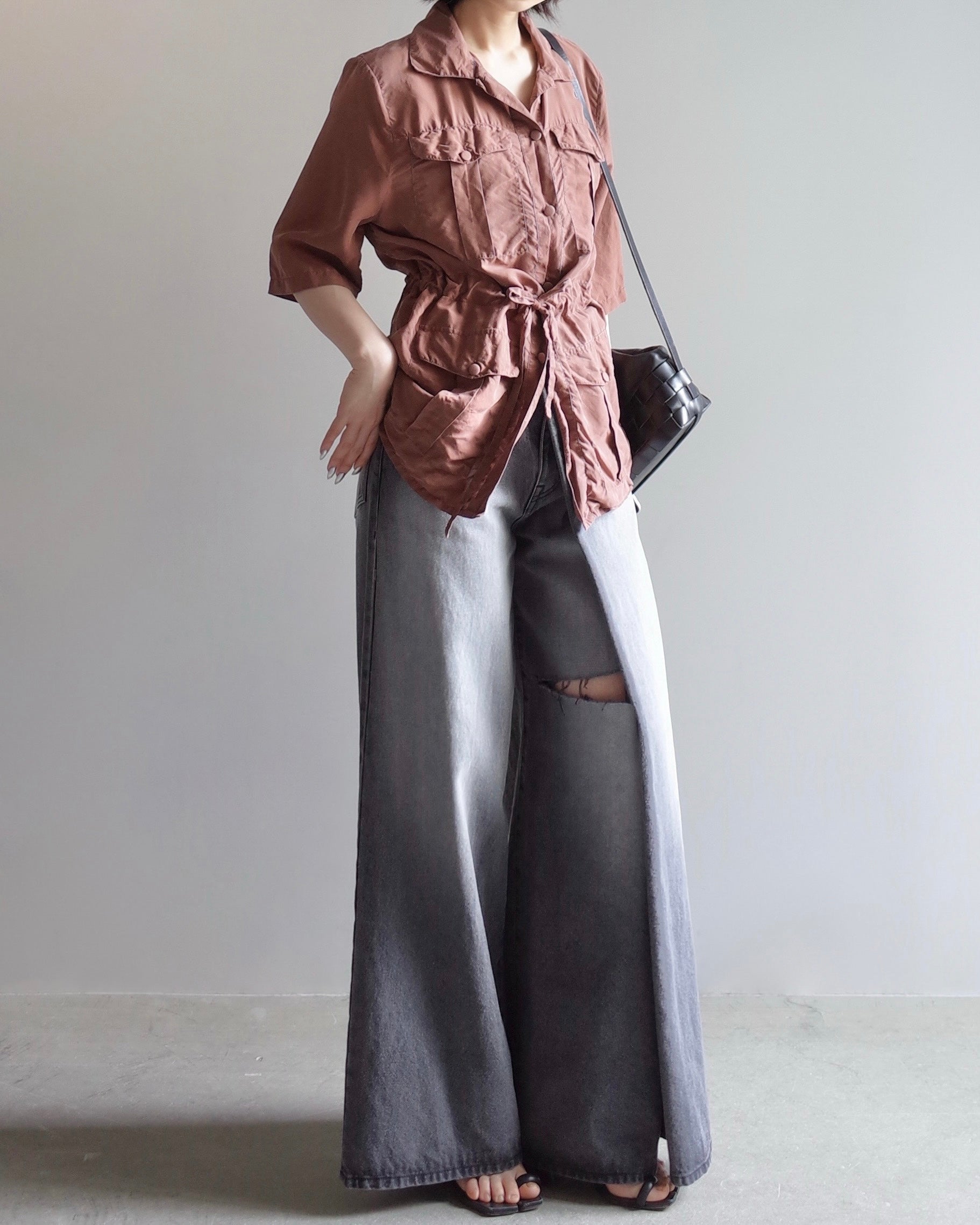 Used / HALF SLEEVE SILK JACKET