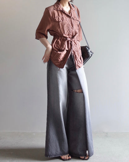 Used / HALF SLEEVE SILK JACKET