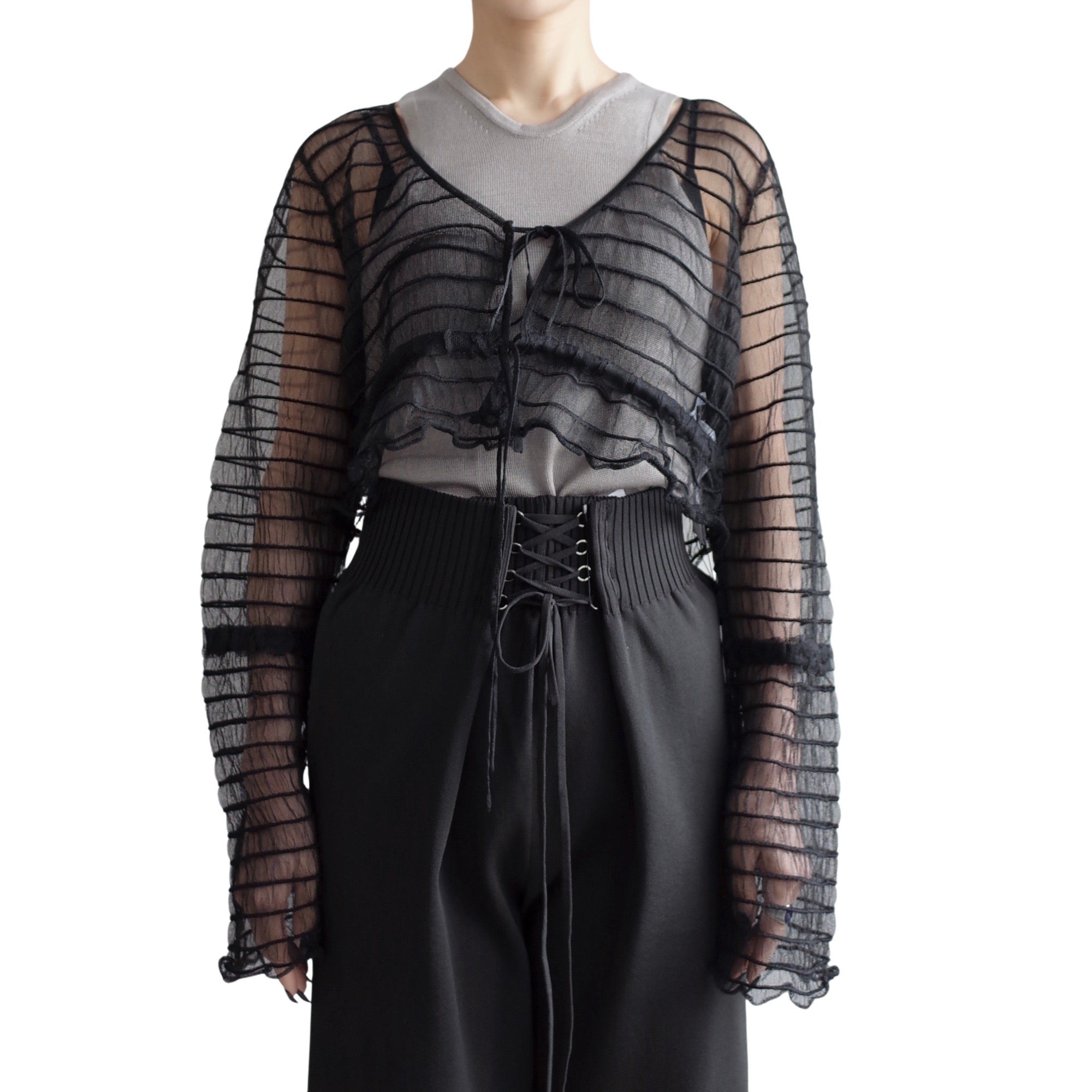 SHEER WAVING BOARDER CARDIGAN