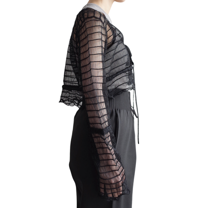 SHEER WAVING BOARDER CARDIGAN