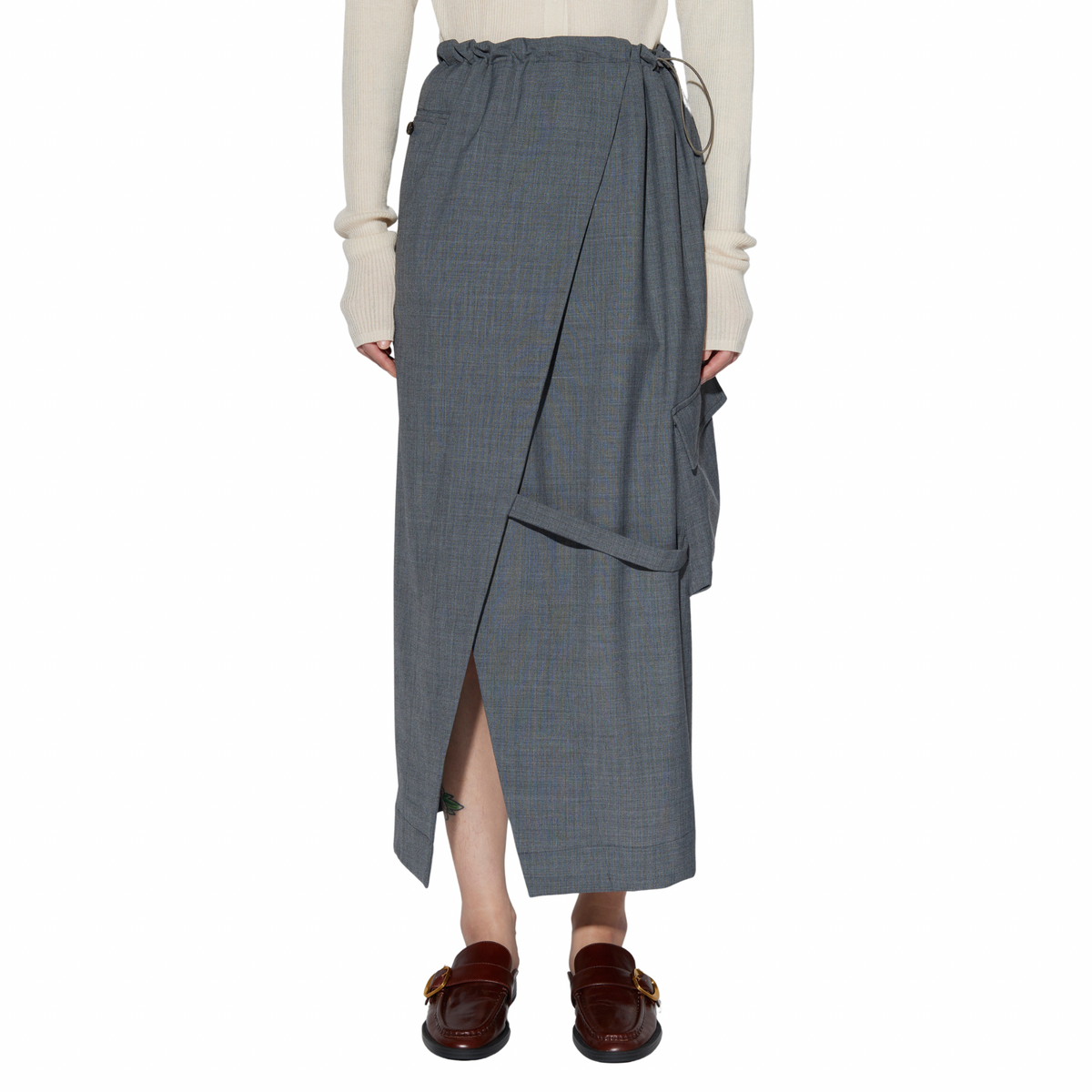 WOOL BLEND WRAP SKIRT
