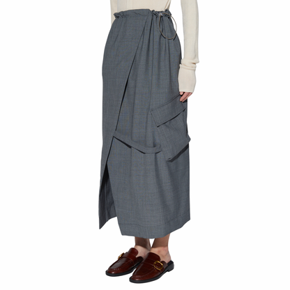 WOOL BLEND WRAP SKIRT