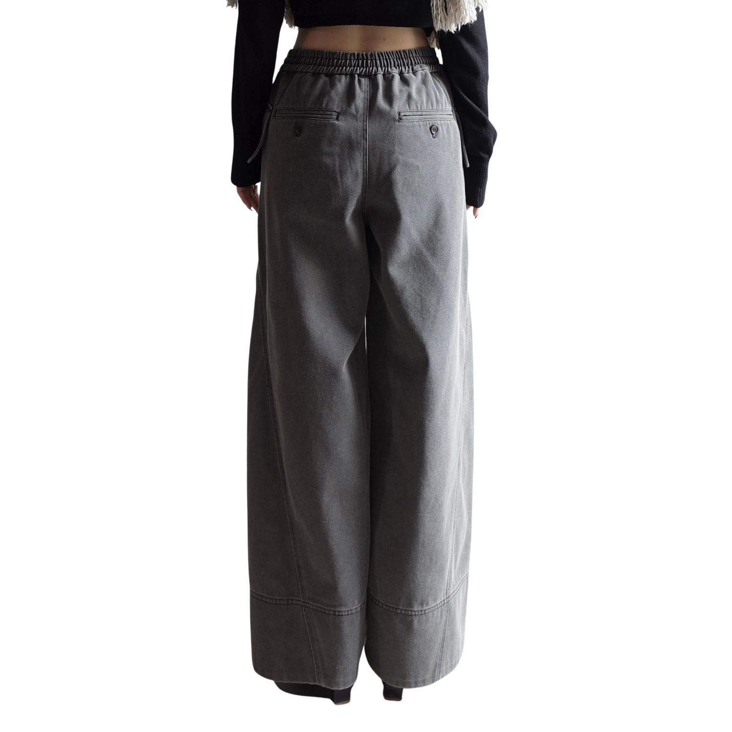 WASHED WIDE TROUSERS