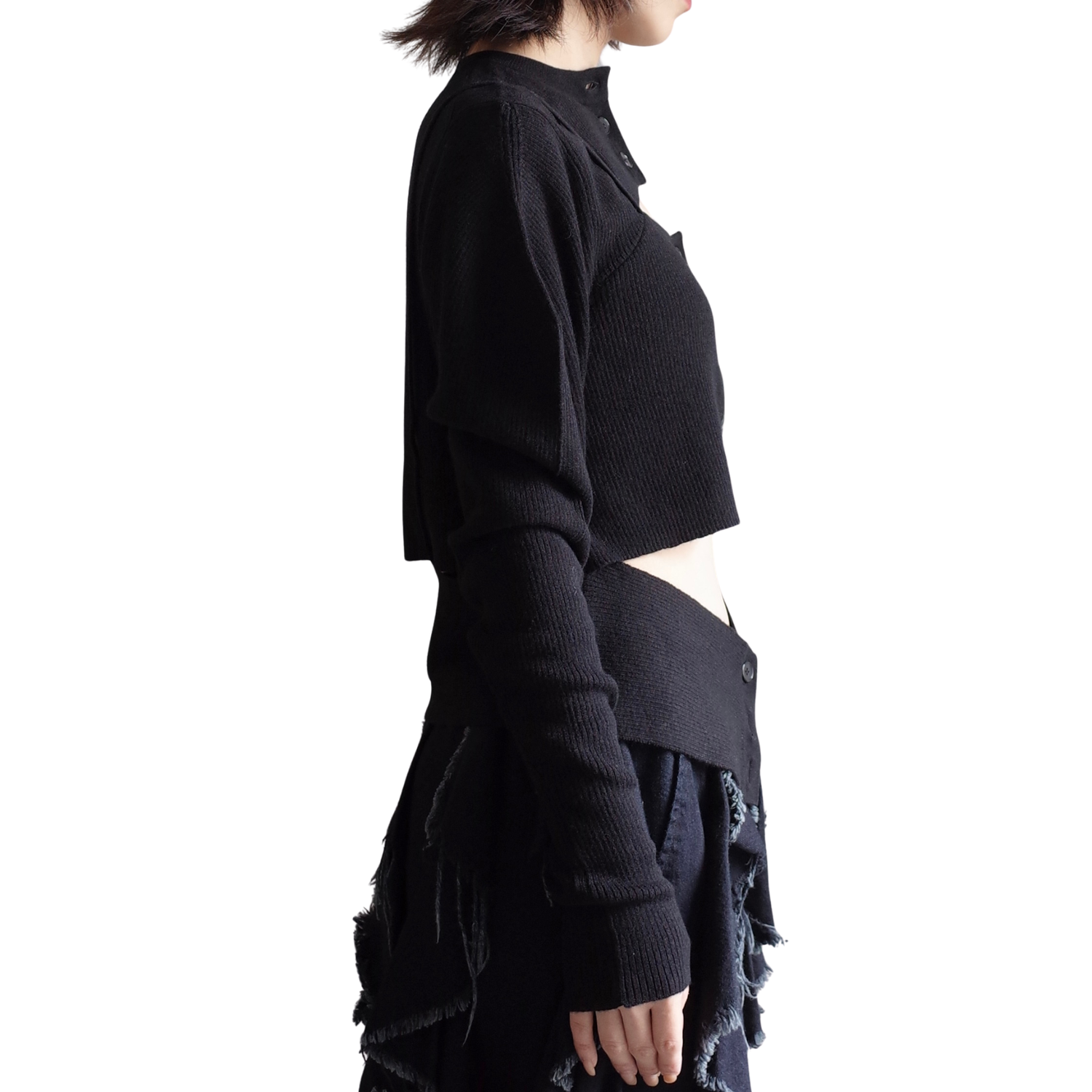 RIB LAYERED CARDIGAN