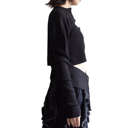RIB LAYERED CARDIGAN