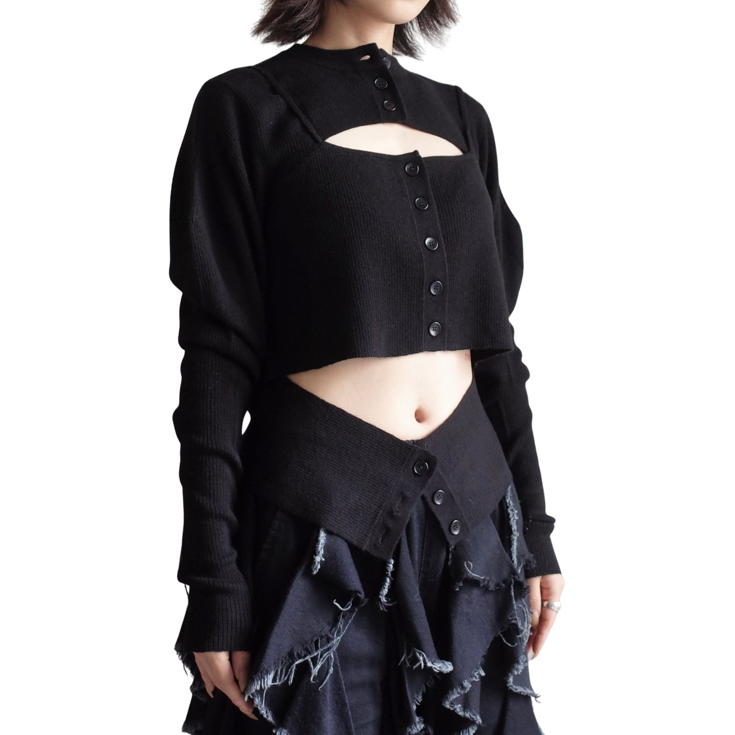 RIB LAYERED CARDIGAN