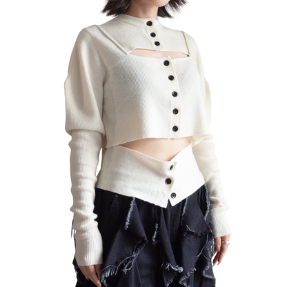 RIB LAYERED CARDIGAN