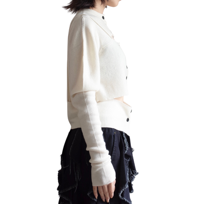 RIB LAYERED CARDIGAN