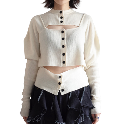 RIB LAYERED CARDIGAN