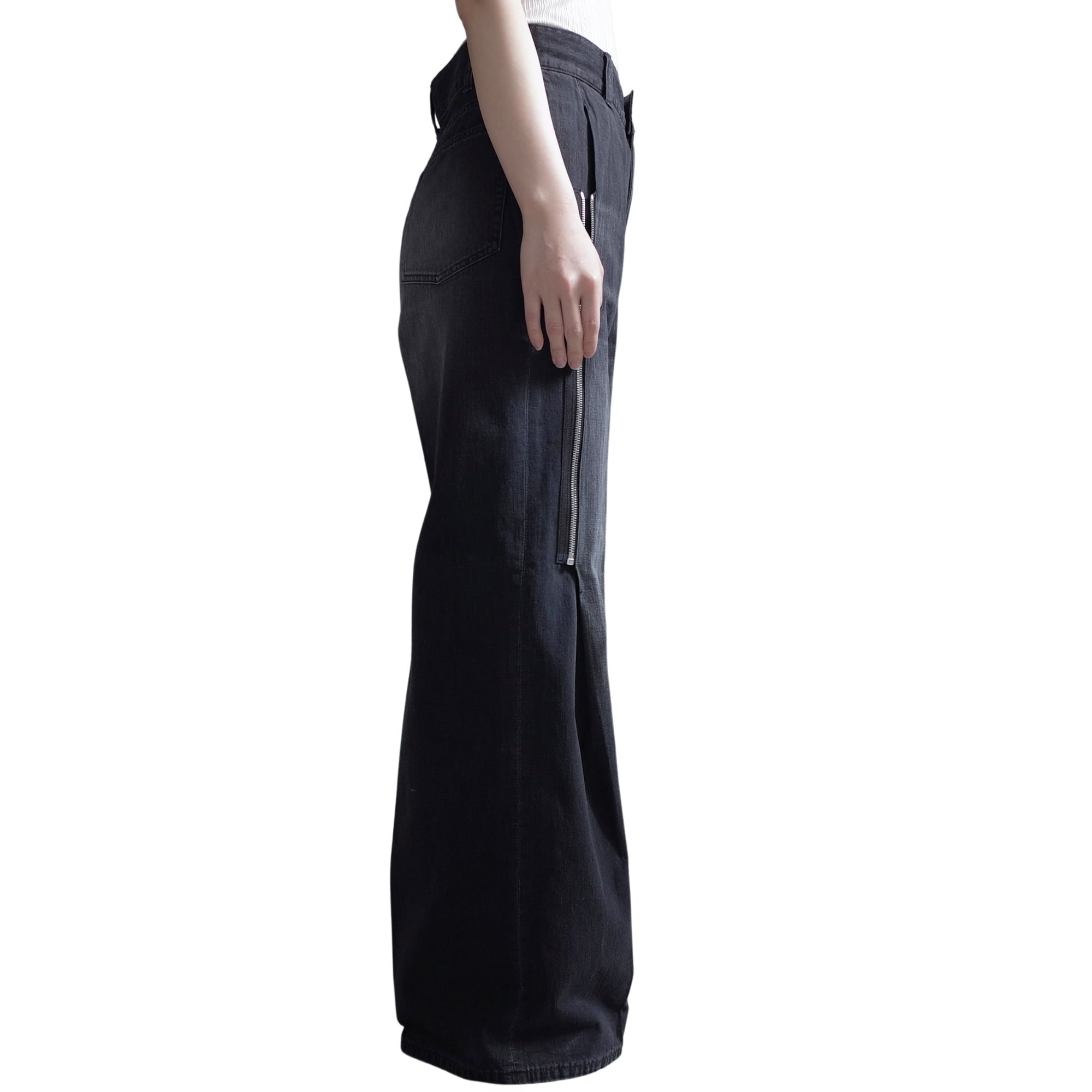 ZIPPED DENIM TROUSERS