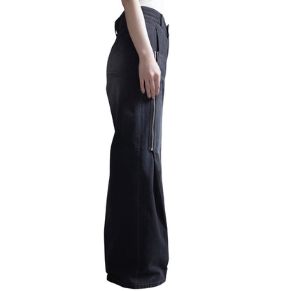 ZIPPED DENIM TROUSERS