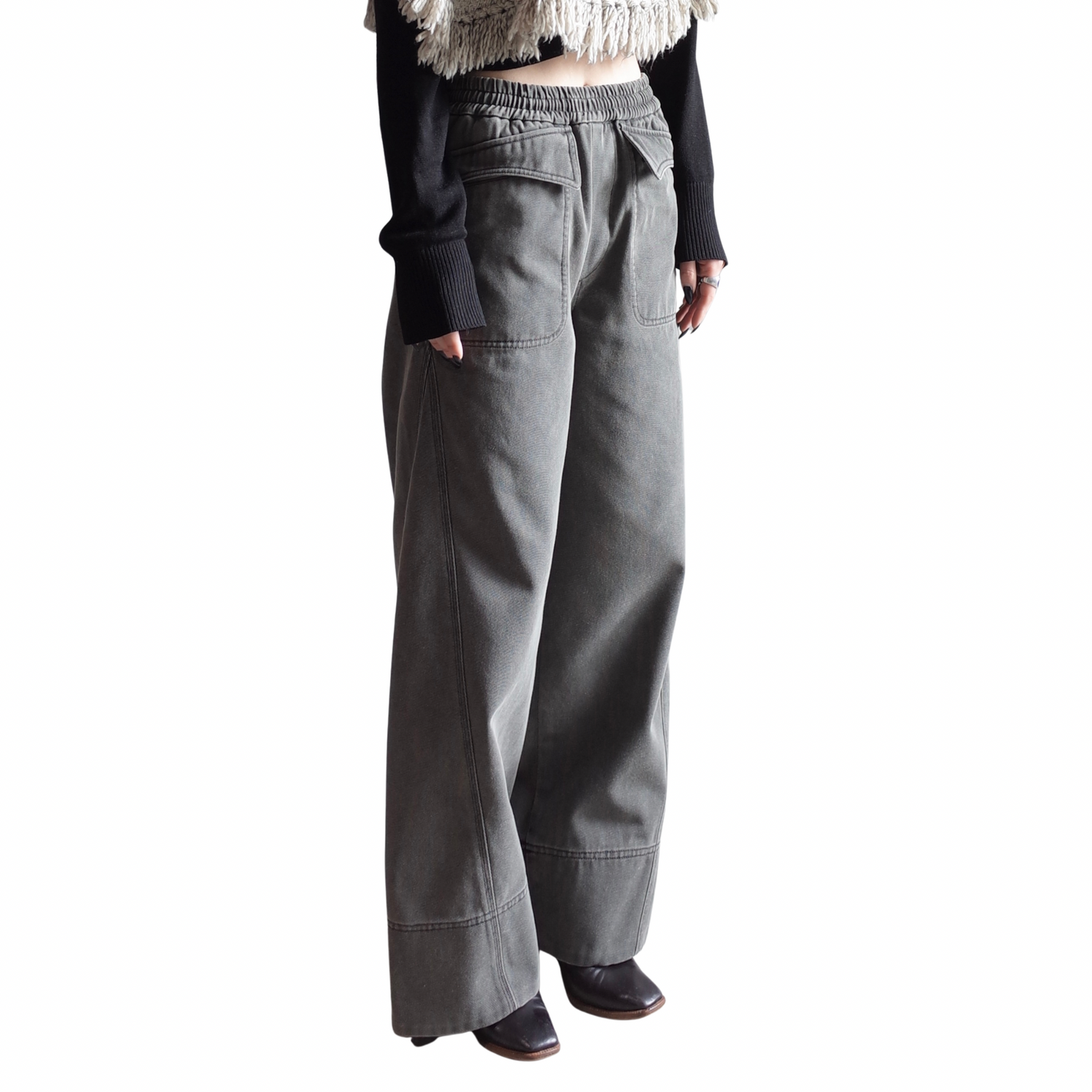 WASHED WIDE TROUSERS