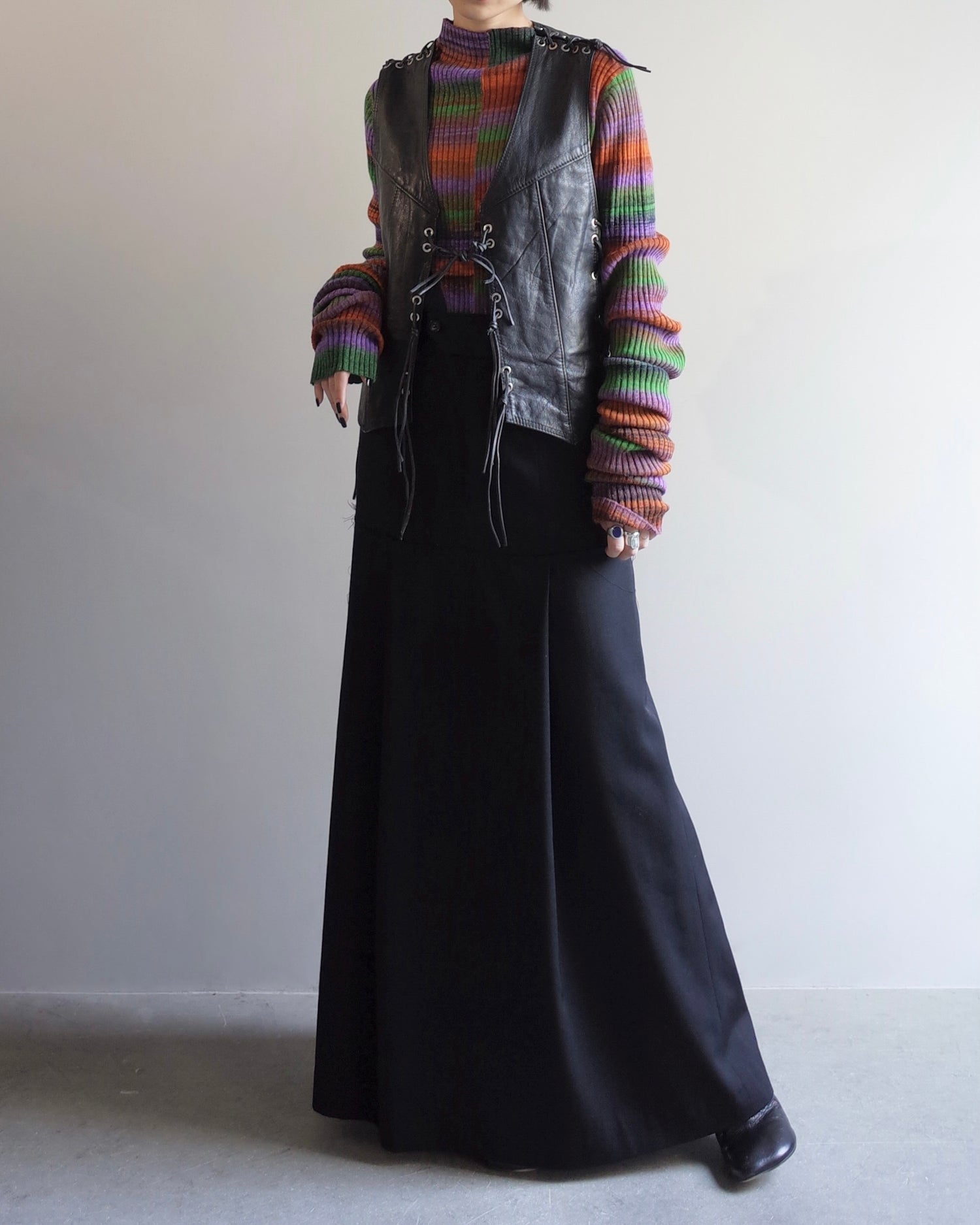 Used / RACE UP LEATHER VEST