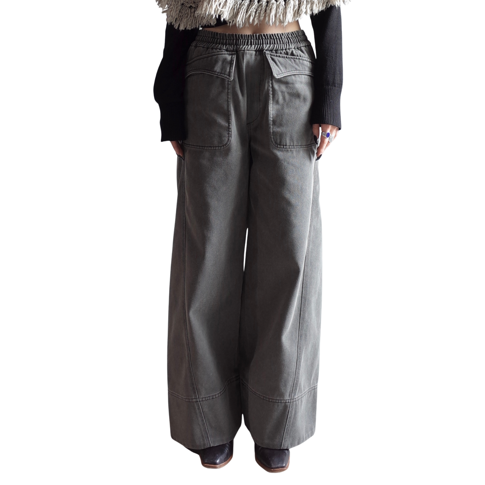 WASHED WIDE TROUSERS