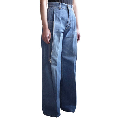 ZIPPED DENIM TROUSERS