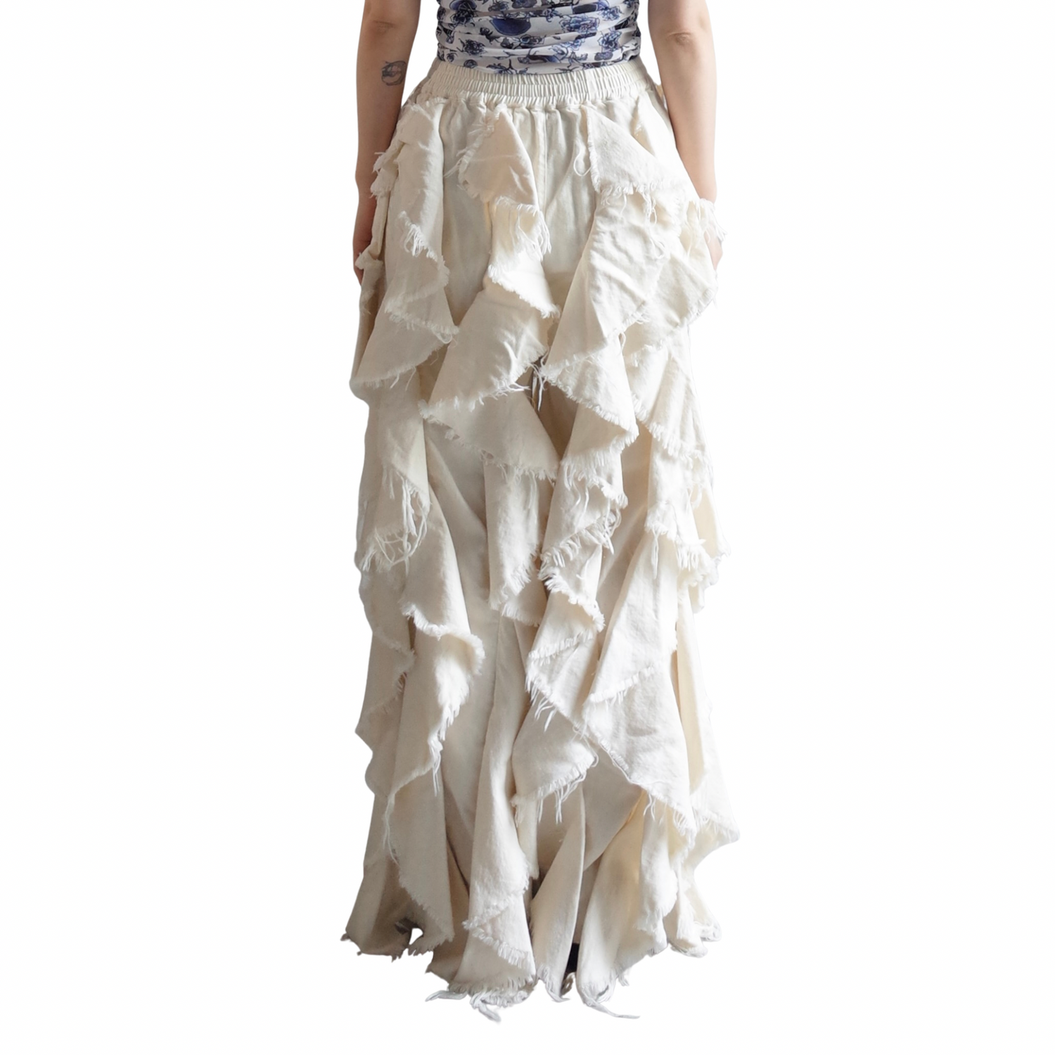 LIGHT OZ RUFFLE DENIM PANTS