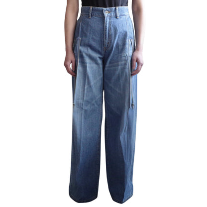 ZIPPED DENIM TROUSERS