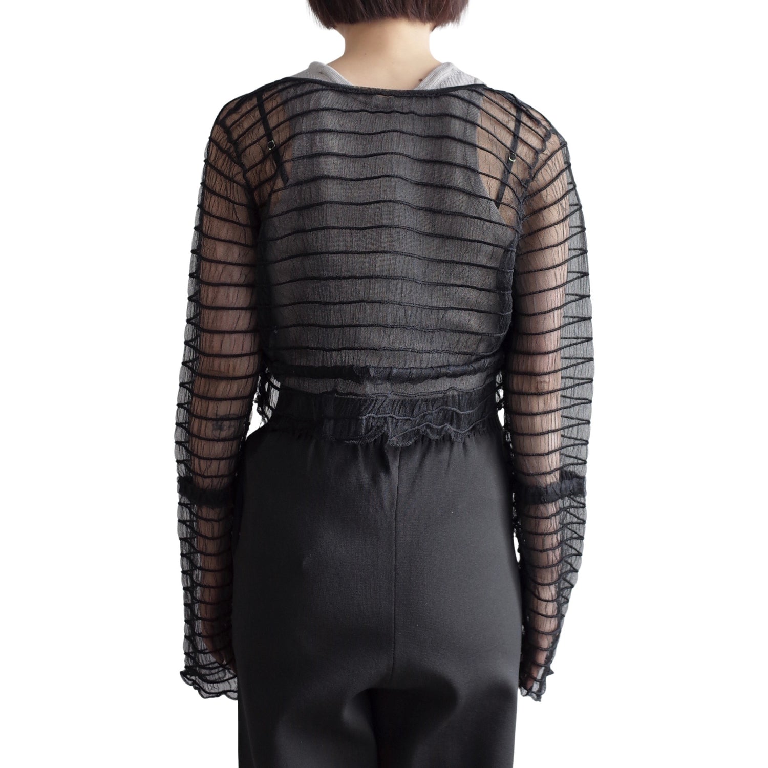 SHEER WAVING BOARDER CARDIGAN