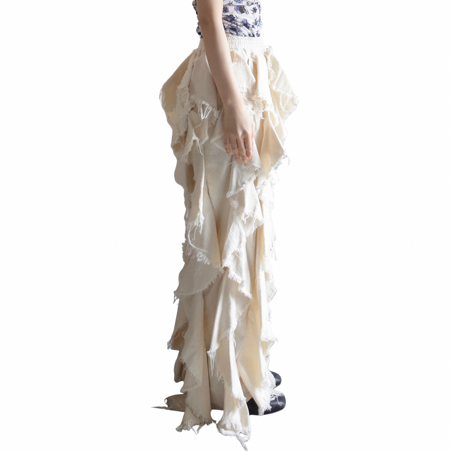LIGHT OZ RUFFLE DENIM PANTS