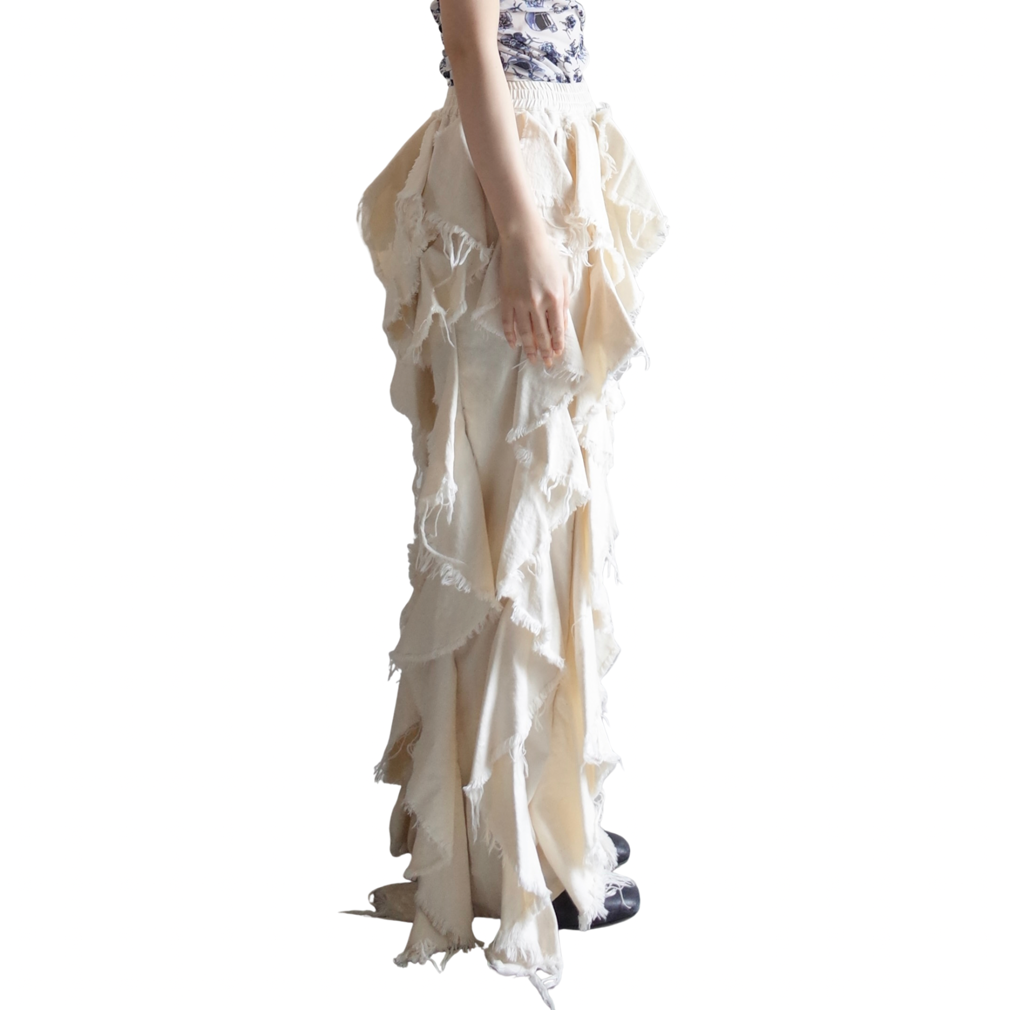 LIGHT OZ RUFFLE DENIM PANTS