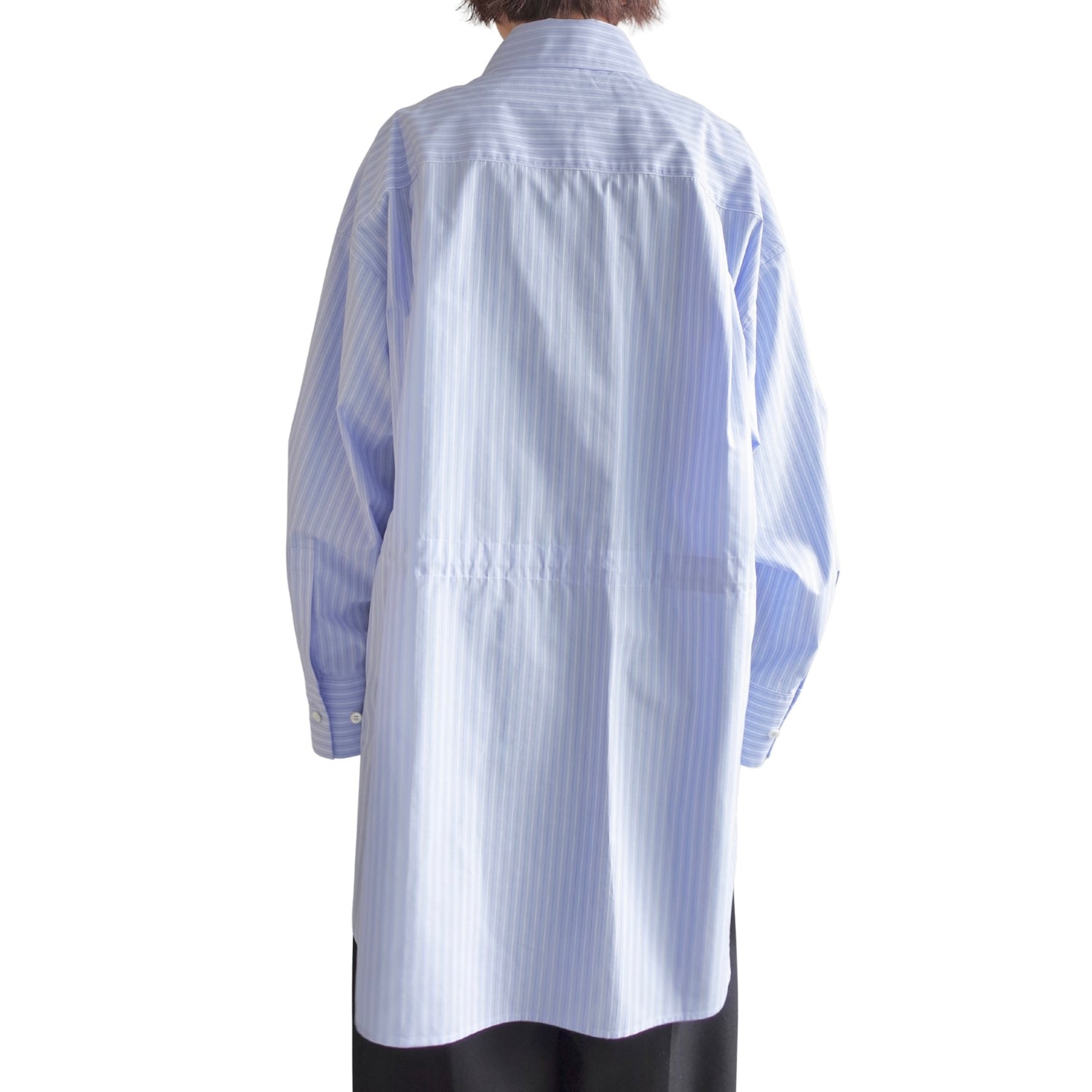 OVERSIZED DRAWSTRINGS STRIPED SHIRT