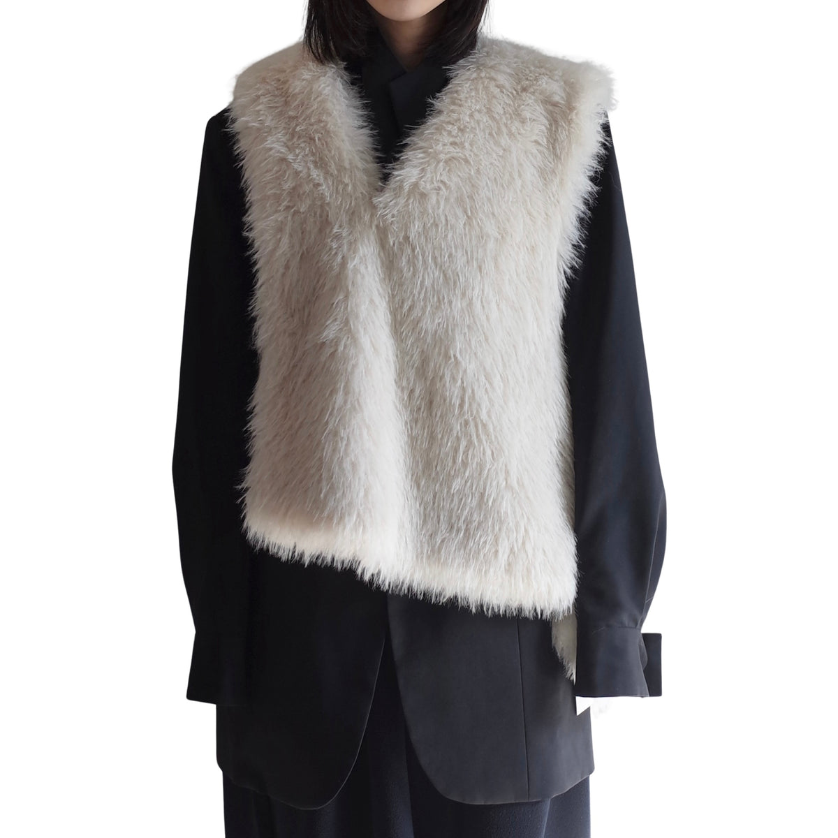 ASYMMETRICAL FAUX FUR VEST