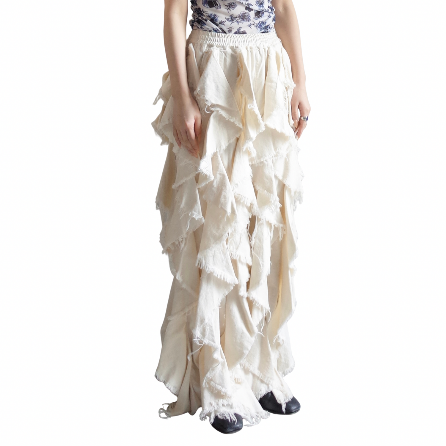 LIGHT OZ RUFFLE DENIM PANTS