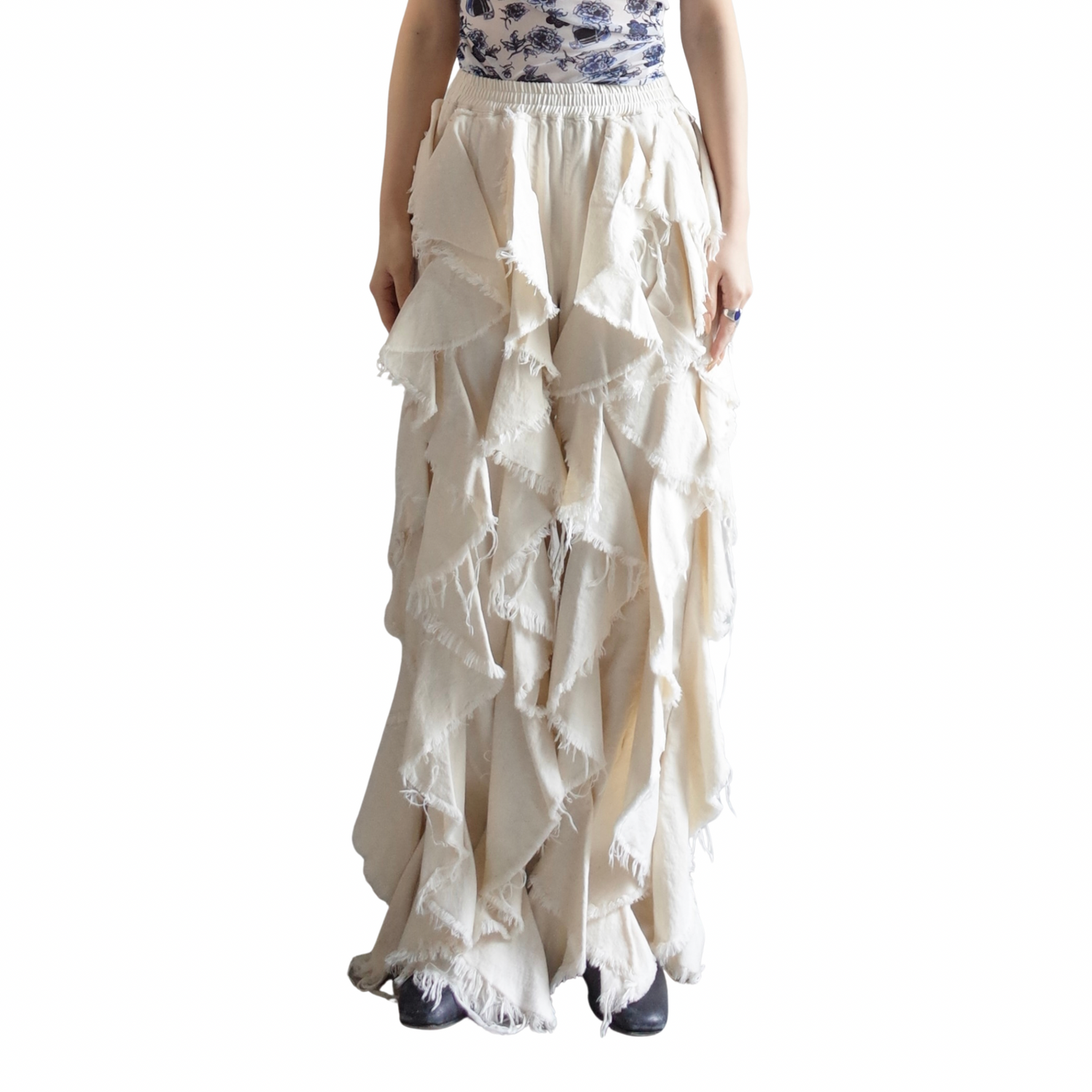 LIGHT OZ RUFFLE DENIM PANTS